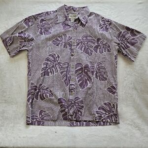 Cooke St Honolulu Reverse Motif Lavender-Plum Hawaiian Island Shirt  Size LG